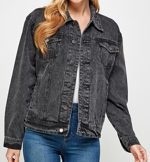 Denim Jacket with Greek Fire Slash